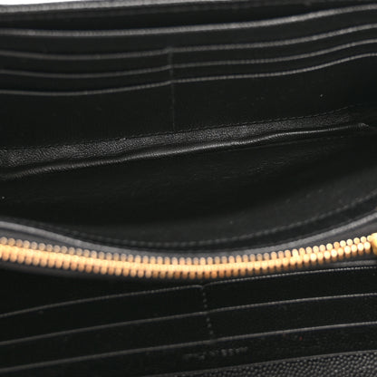 Saint Laurent Grain De Poudre Matelasse Chevron Monogram Flap Wallet Black 5 of 10