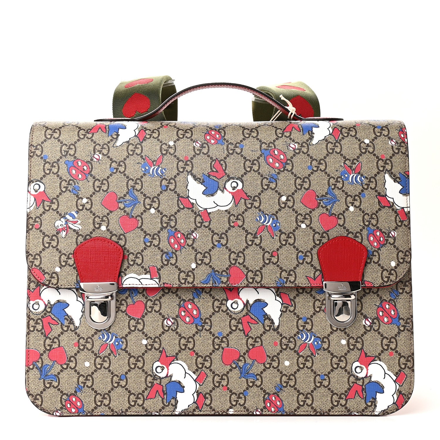 Gucci GG Supreme Monogram Ducks Childrens Backpack Red 1 of 9