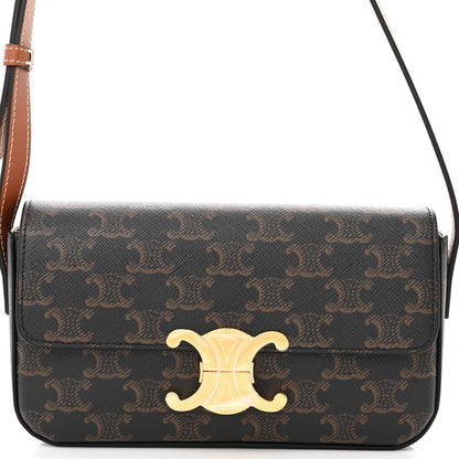 Celine Canvas Calfskin Triomphe Shoulder Bag Tan 9 of 11
