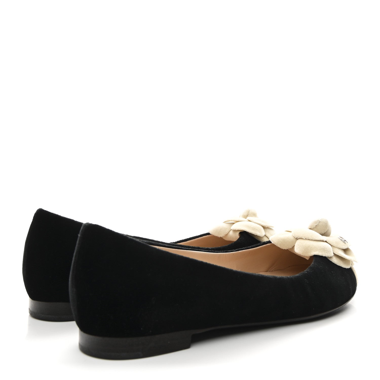 Chanel Velvet Camellia Ballerina Flats 36.5 Black 5 of 9