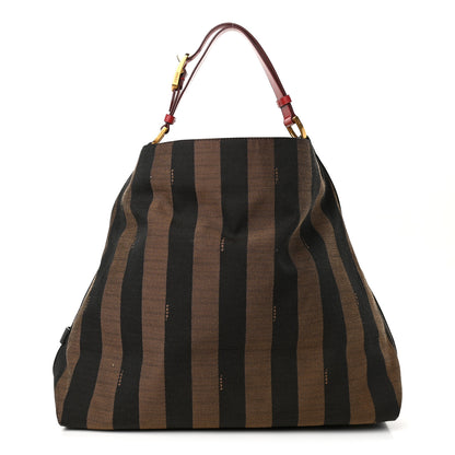 Fendi Pequin Cuoio Vegetale Large Hobo Tobacco Rosso Black 1 of 9
