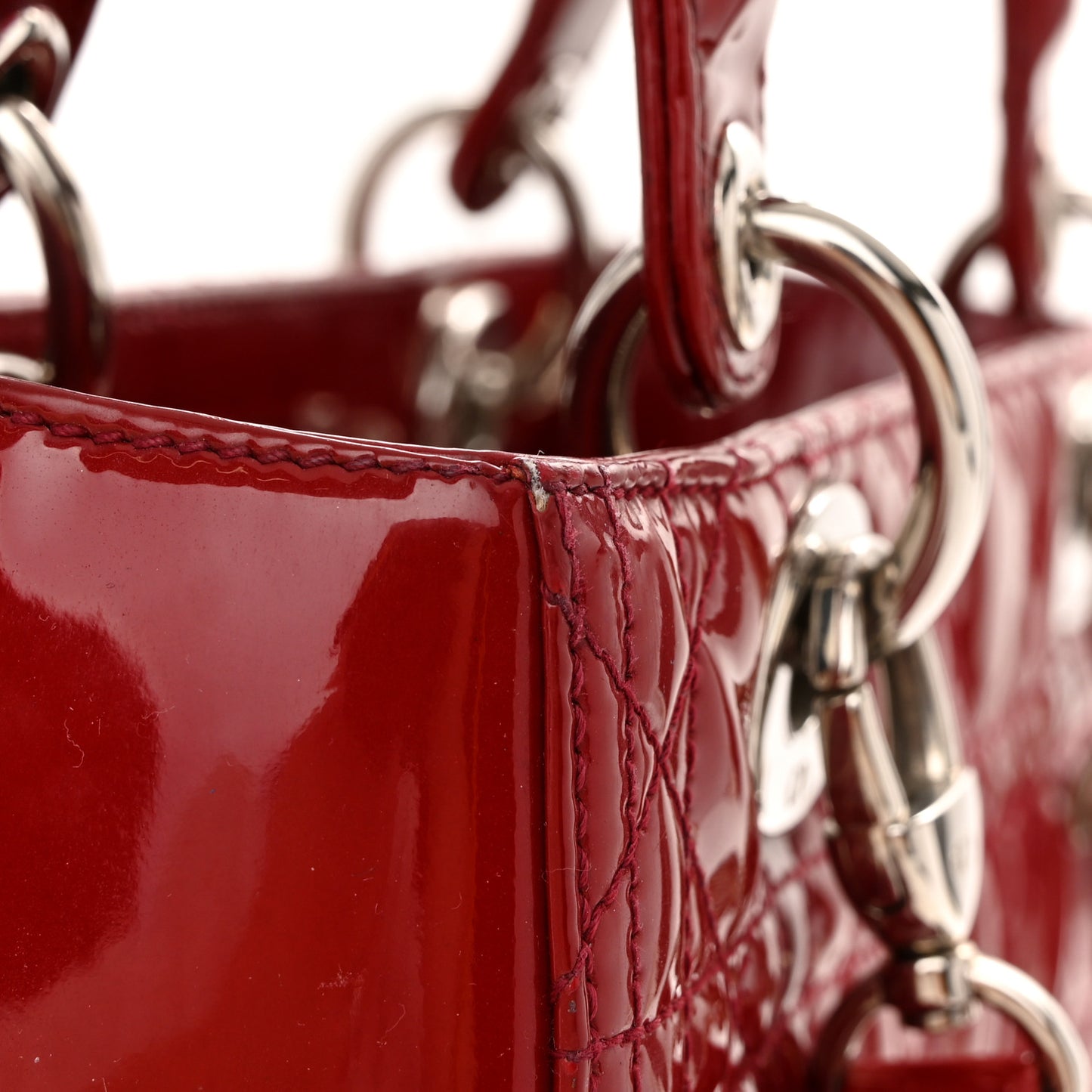 Patent Cannage Medium Lady Dior Red