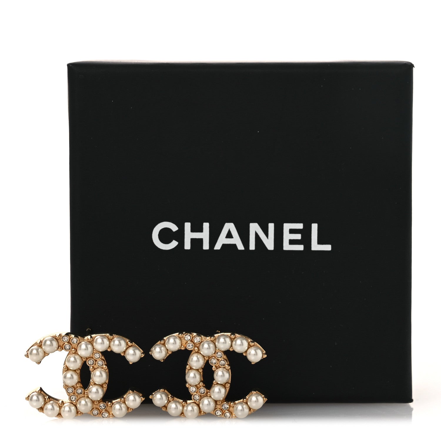 Chanel Pearl Crystal CC Earrings Gold 5 of 5