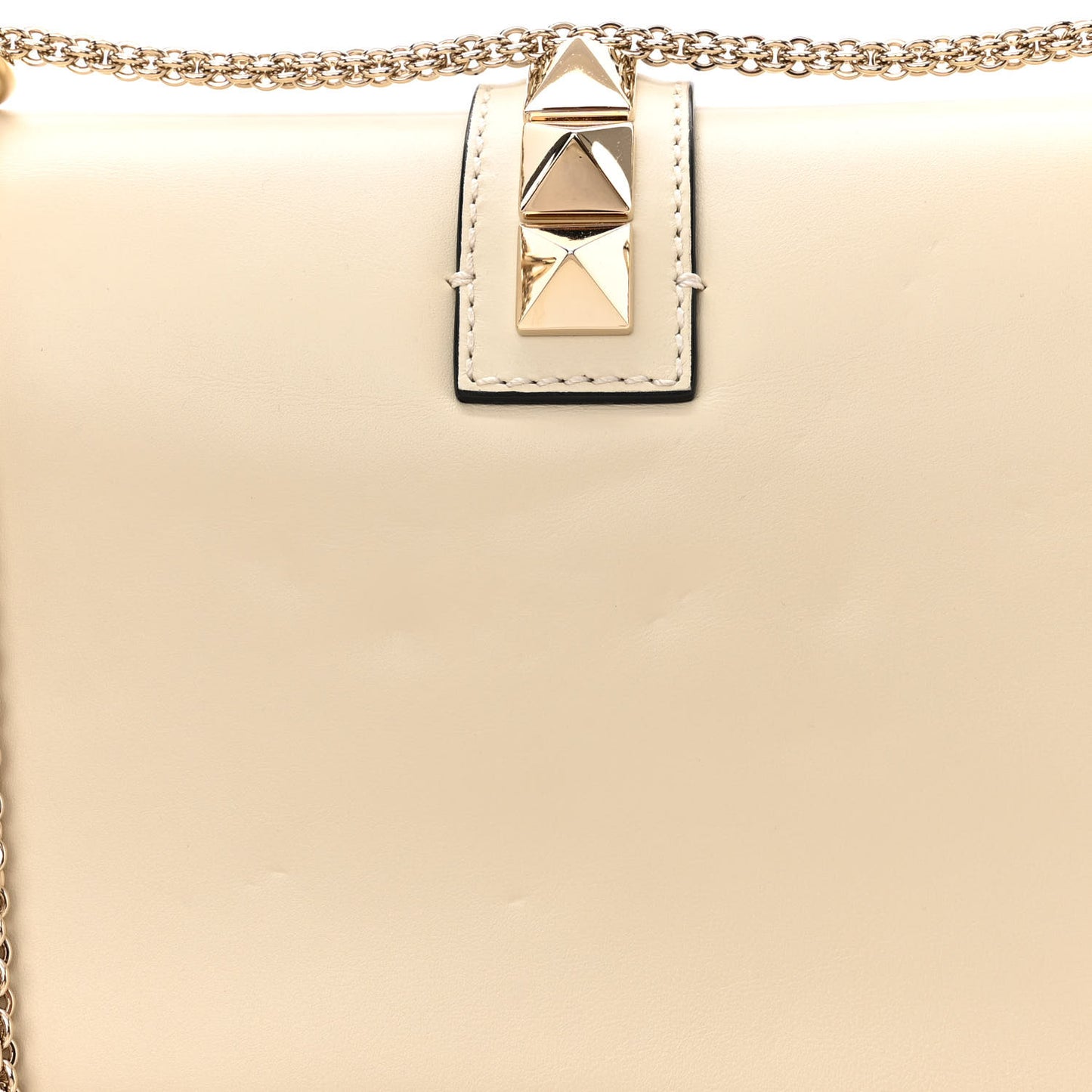 Vitello Medium Glam Lock Rockstud Flap Light Ivory