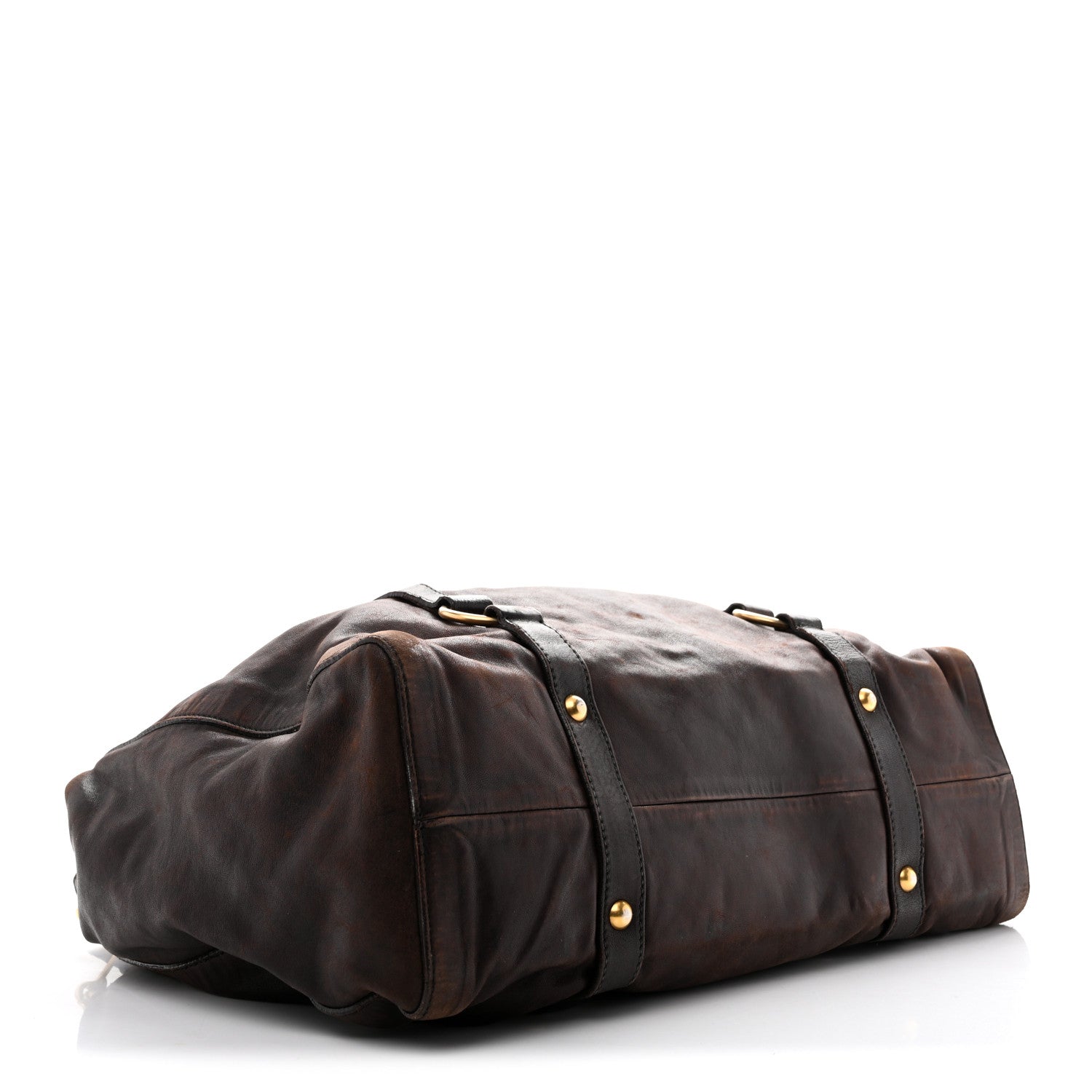 Miu Miu Vitello Lux Gathered Tote Brown 3 of 13