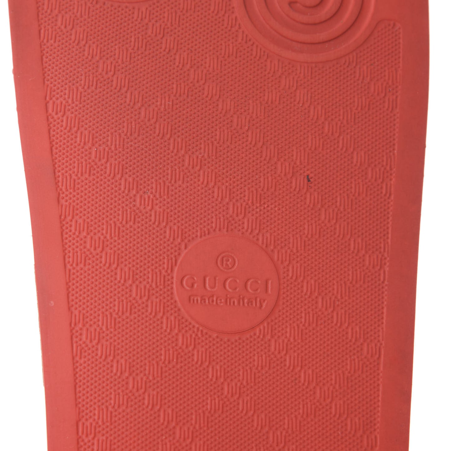 Rubber GG Monogram Mens Slide Sandals 9 Hibiscus Red