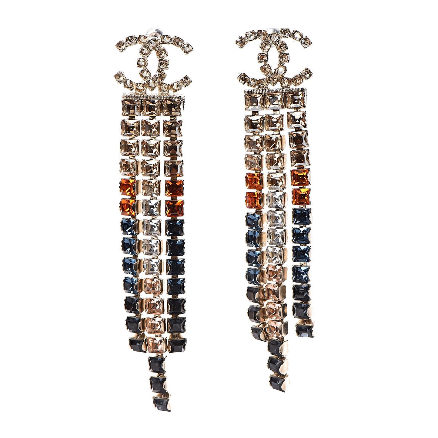 Crystal Skyline CC Drop Earrings Gold Blue Black Red