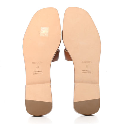 Hermes Box Calfskin Oran Sandals 41 Gold 4 of 4