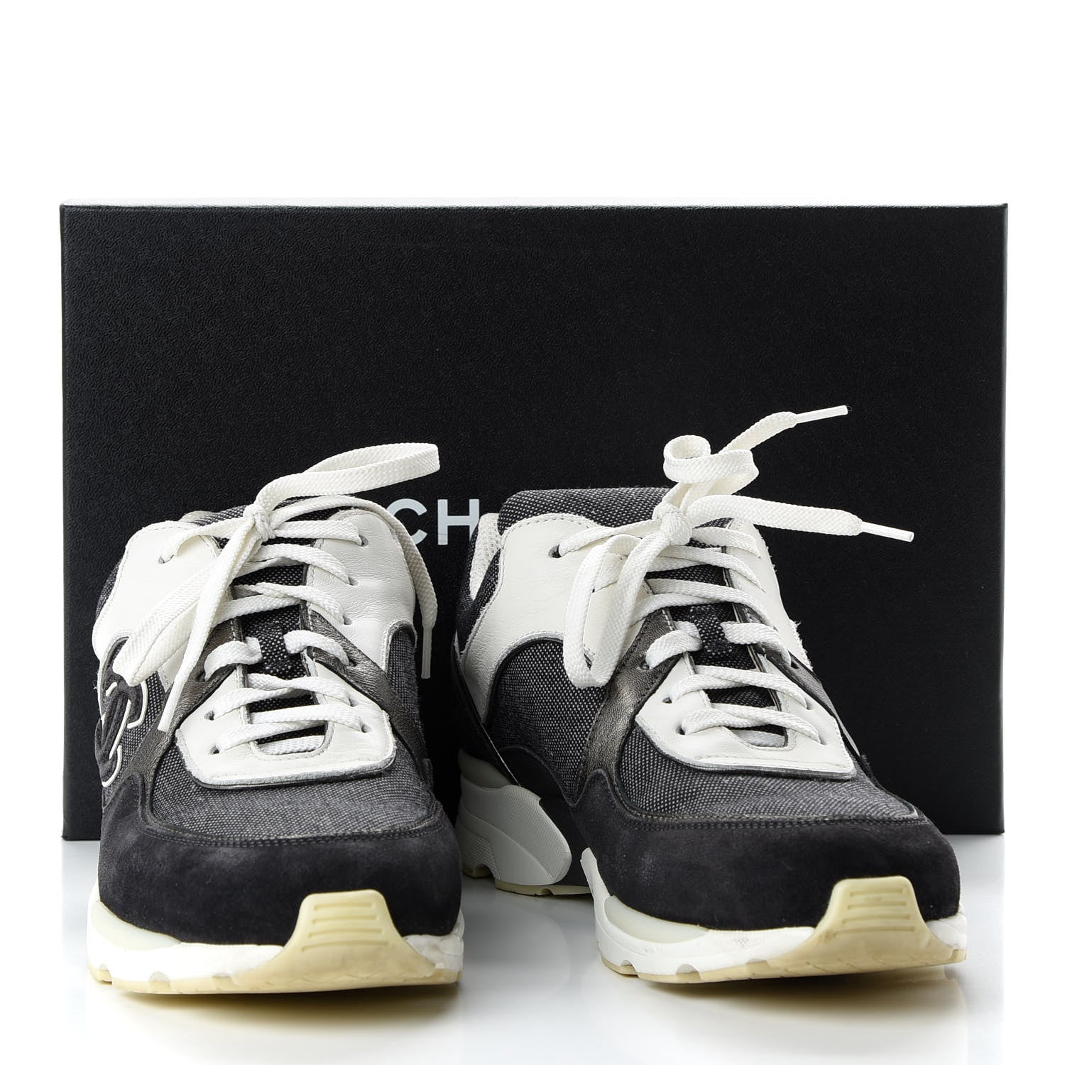 Chanel Denim Suede Calfskin CC Sneakers 40 Grey 9 of 9