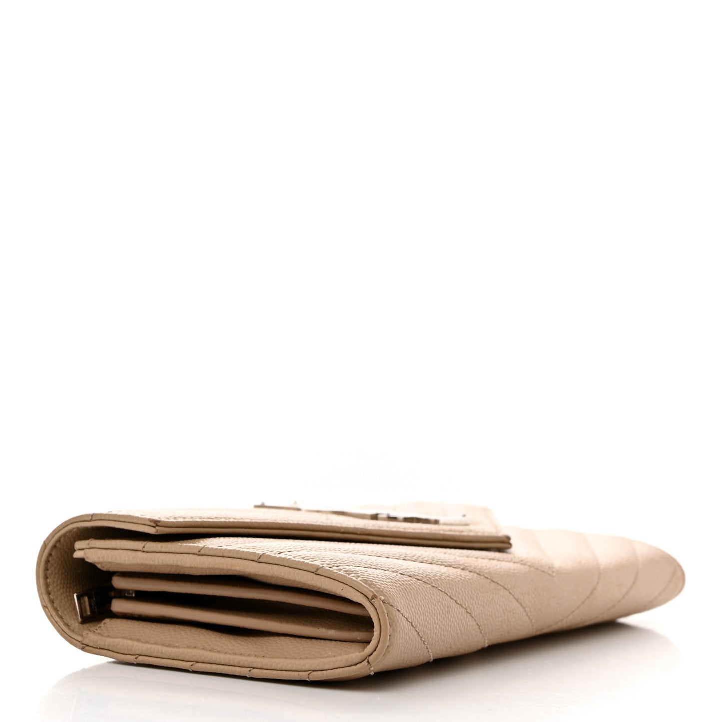 Grain De Poudre Matelasse Chevron Monogram Flap Wallet Dark Beige