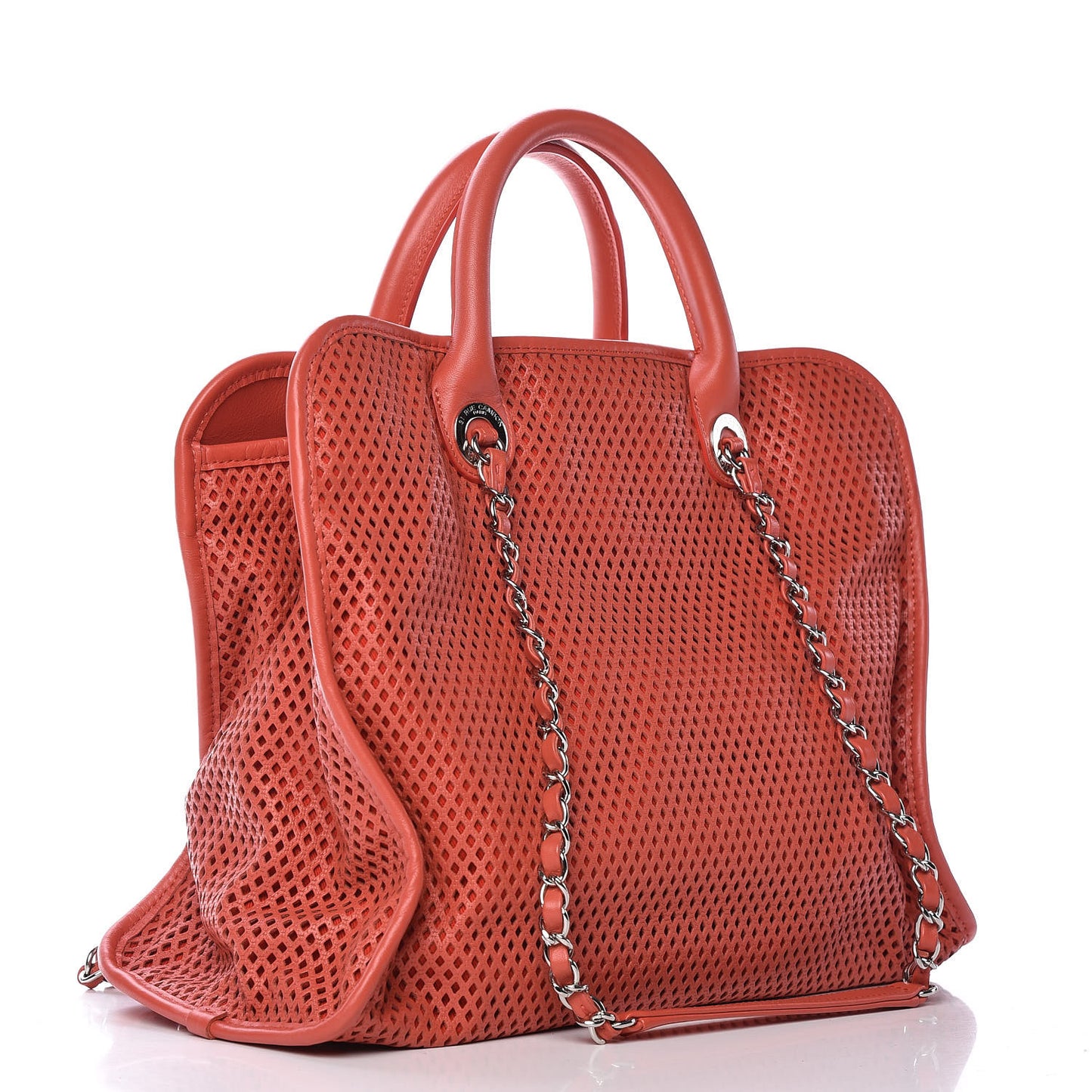 Calfskin Perforated Up In The Air Tote Red