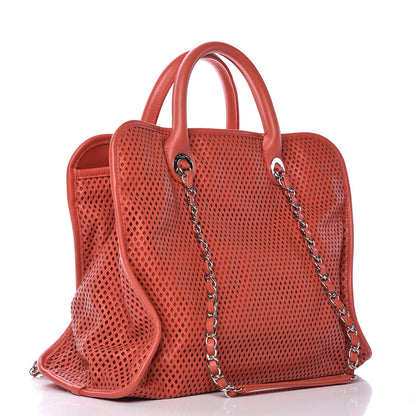 Chanel Calfskin Perforated Up In The Air Tote Red 3 of 10