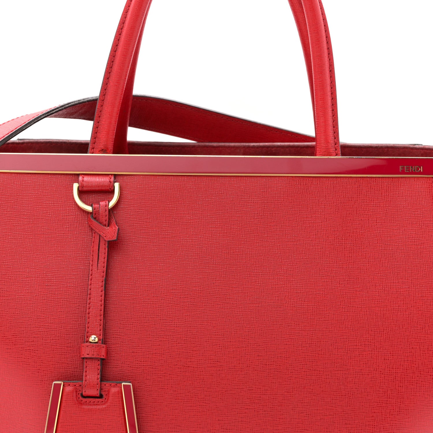 Fendi Vitello Elite Flamingo Regular 2Jours Tote Rosso Fiamma 8 of 16