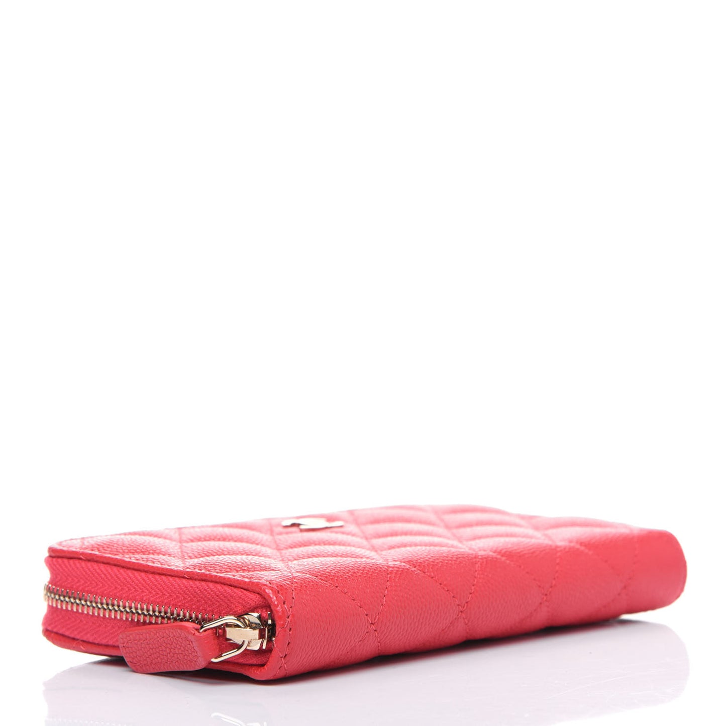 Caviar Quilted Small Gusset Zip Around Wallet Red