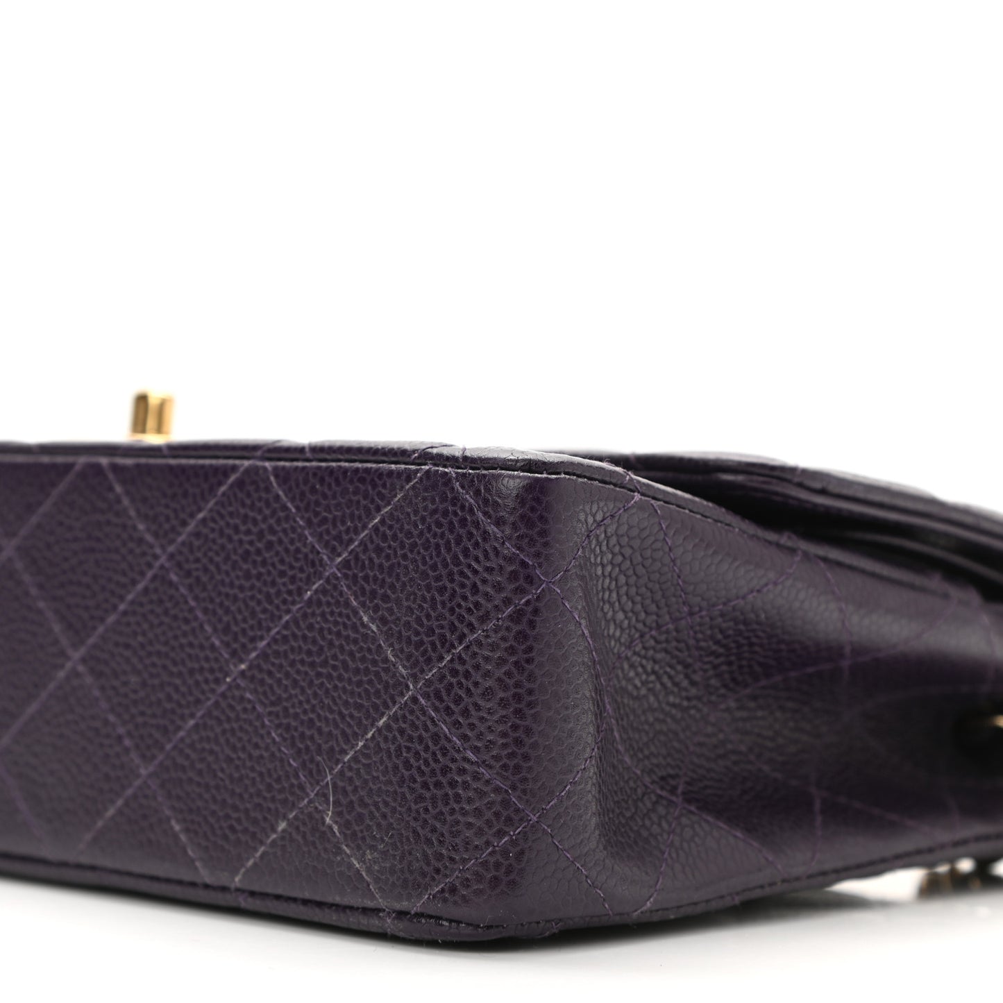 Caviar Quilted Medium Double Flap Dark Purple