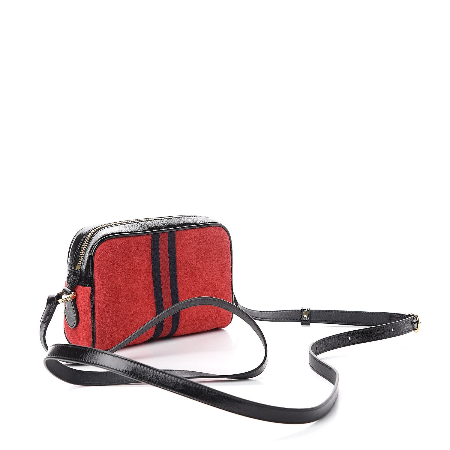 Gucci Suede Patent Web Mini Ophidia Shoulder Bag Red 2 of 8