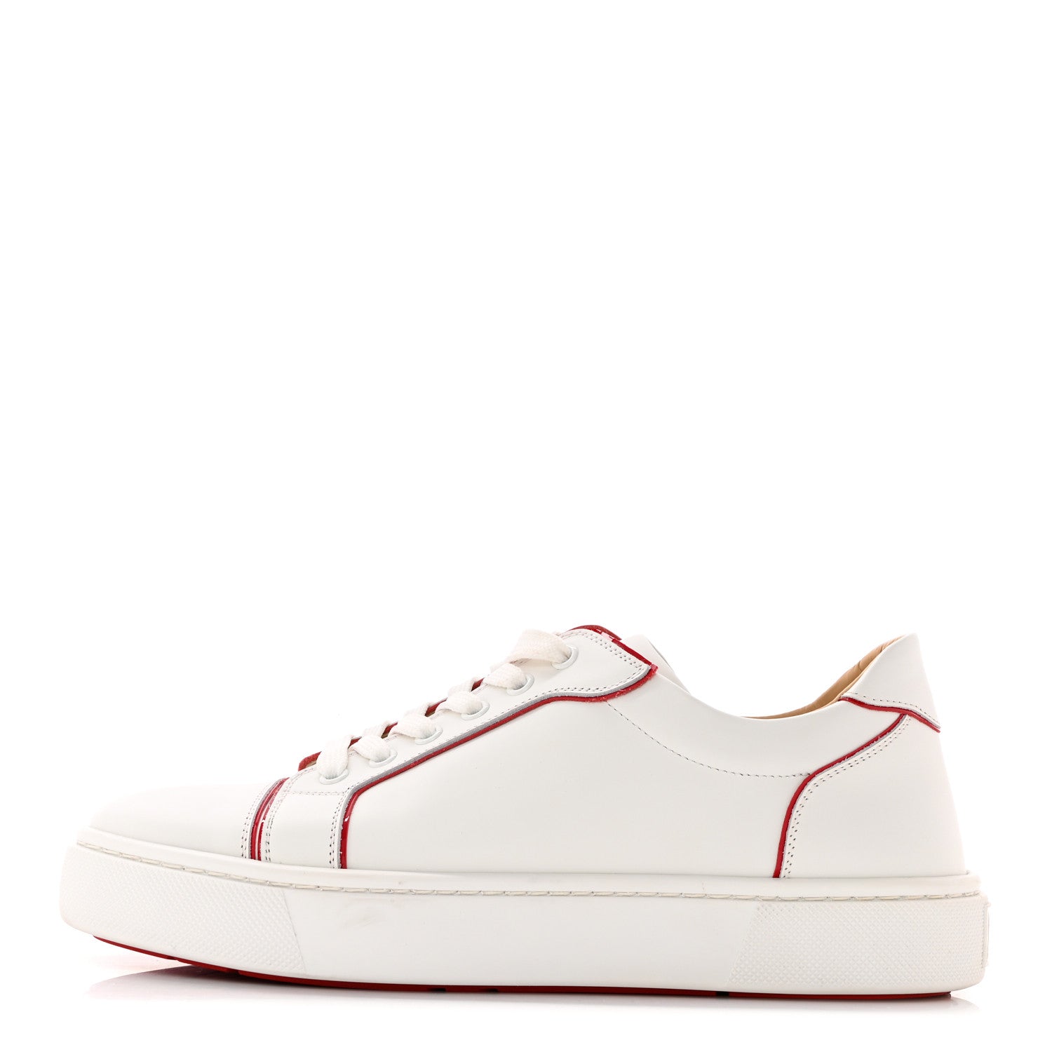 Christian Louboutin Calfskin Patent Vieirissima Flat Sneakers 41 White Red 1 of 11