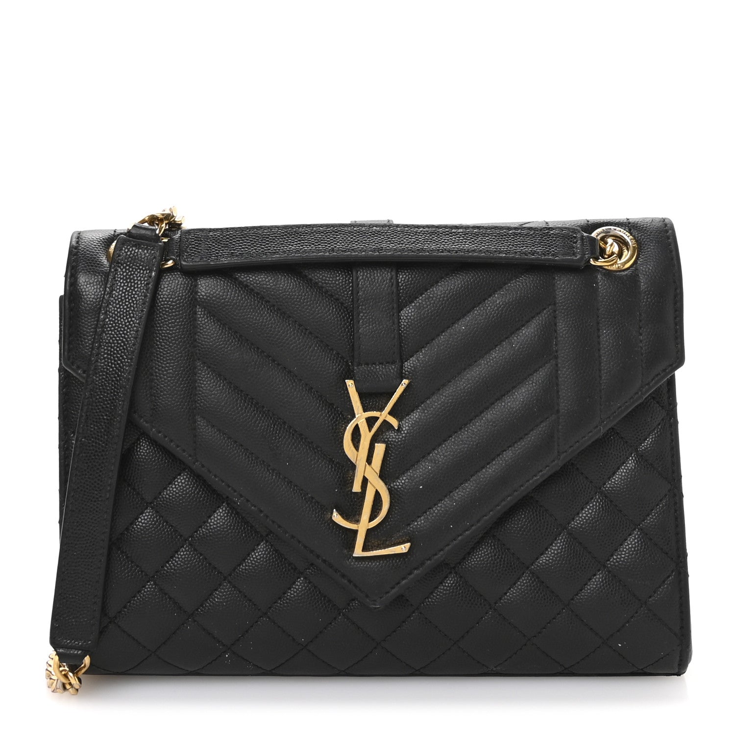 Saint Laurent Grain De Poudre Textured Mixed Matelasse Triquilt Medium Monogram Satchel Black 1 of 10