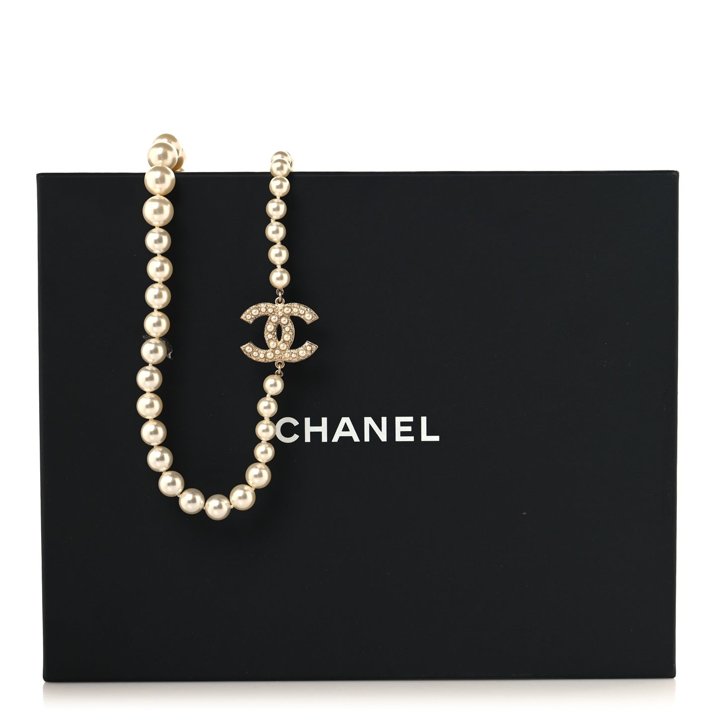 Pearl CC 100th Anniversary Long Necklace Light Gold Light Gold