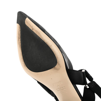 Fendi Technical Mesh FF Colibri Slingback Low-Heel Pumps 37.5 Black 8 of 13