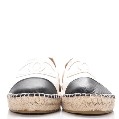 Chanel Lambskin CC Espadrilles 38 White Black 2 of 9