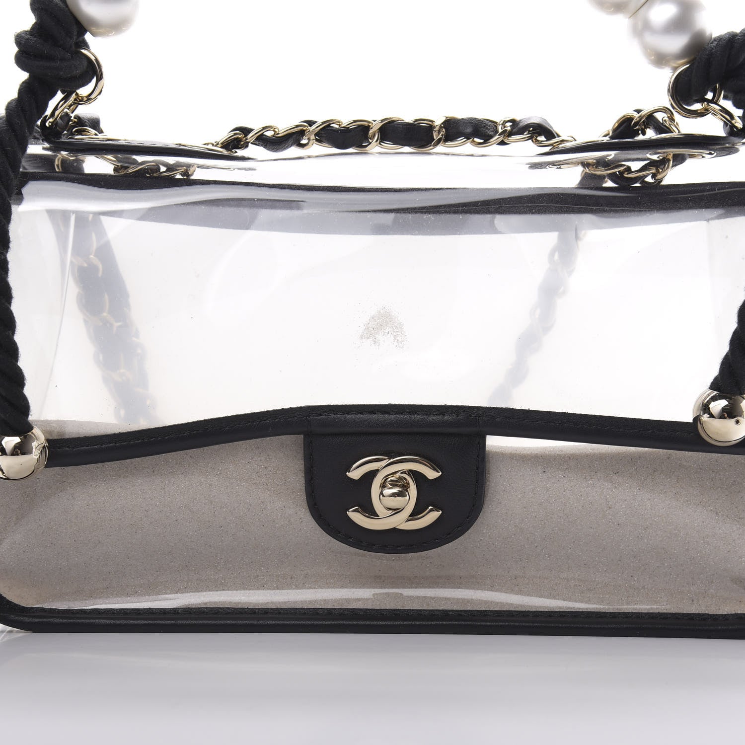 Chanel Lambskin PVC Sand By The Sea Flap With Pearl Strap Black 8 of 12