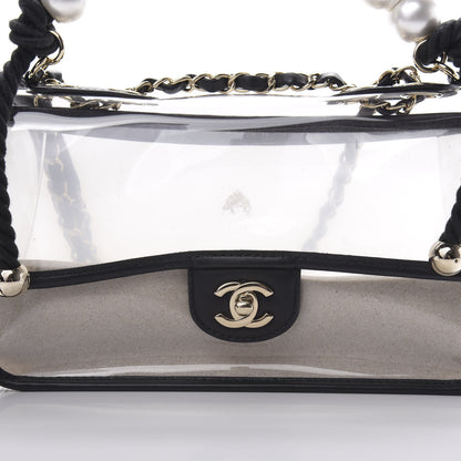 Chanel Lambskin PVC Sand By The Sea Flap With Pearl Strap Black 8 of 12