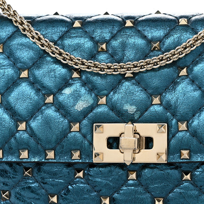 Valentino Garavani Metallic Nappa Medium Rockstud Spike Shoulder Bag Cerulean 11 of 11