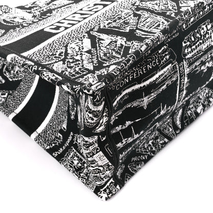 Christian Dior Canvas Embroidered Medium Plan De Paris Book Tote Black White 10 of 11