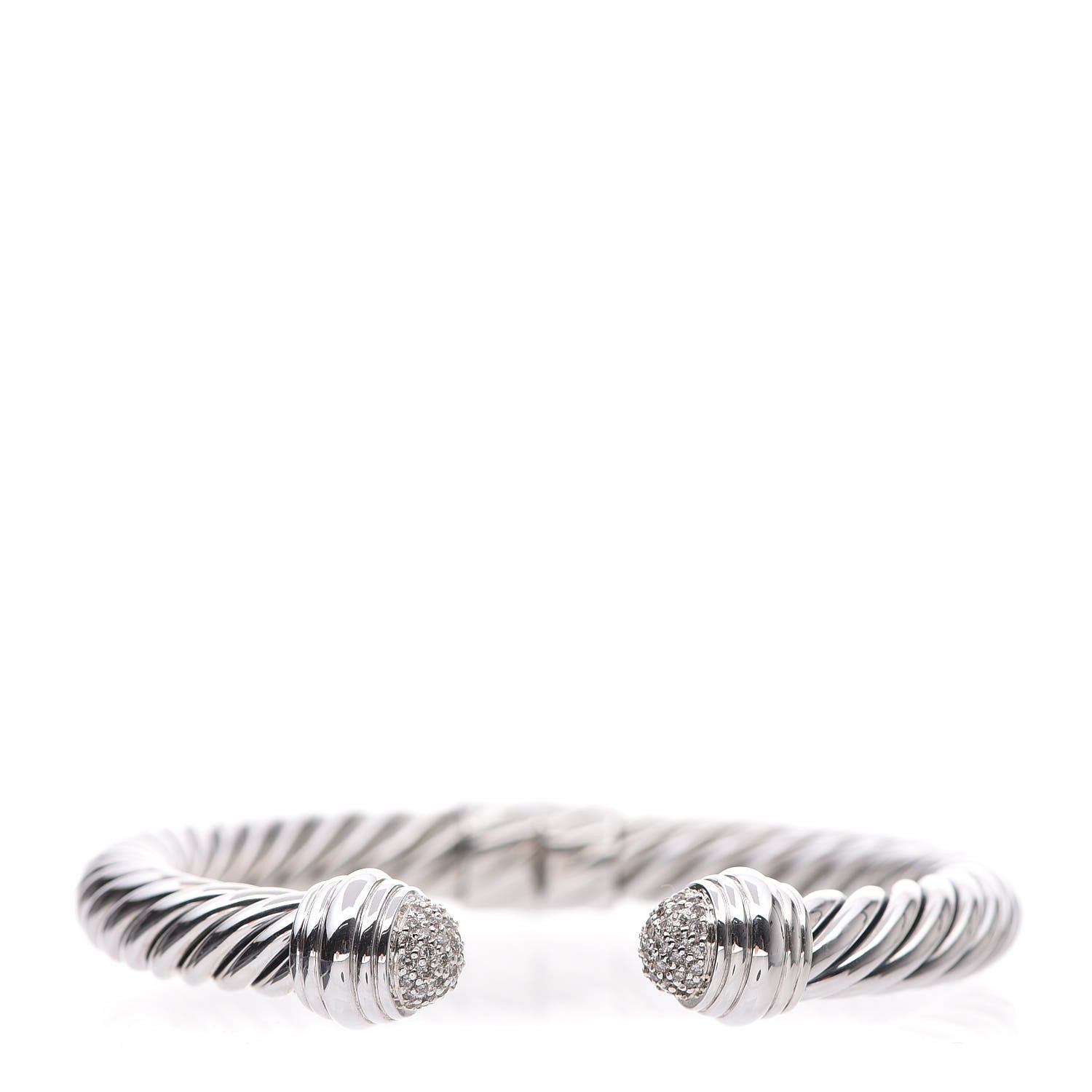 David Yurman Sterling Silver Diamond 8.5mm Cable Classics Bracelet 1 of 4