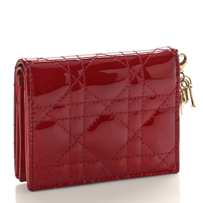 Christian Dior Patent Cannage Mini Lady Dior Wallet Cherry Red 3 of 8
