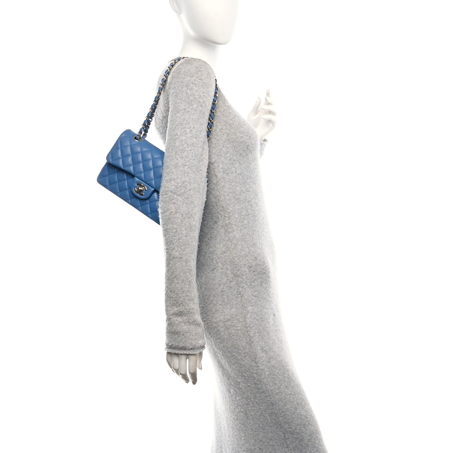 Chanel Caviar Quilted Small Double Flap Blue 2 of 11