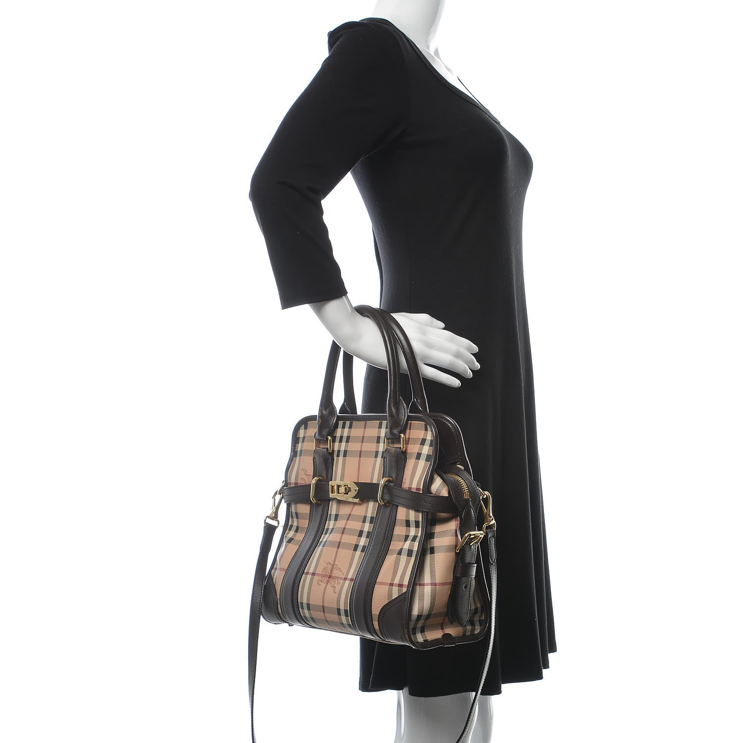 Burberry Haymarket Check Minford Portrait Tote Chocolate 2 of 14