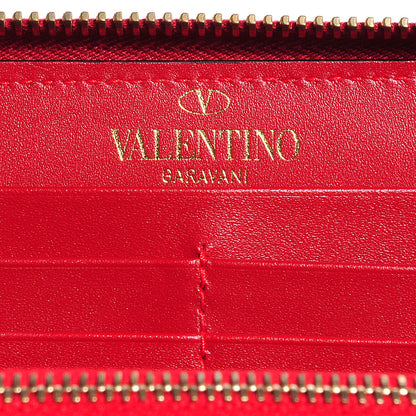 Valentino Garavani Grained Calfskin Rockstud Zip Around Wallet Scarlet 10 of 20