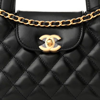 Chanel Shiny Aged Calfskin Quilted Nano Kelly Shopper Black 8 of 11