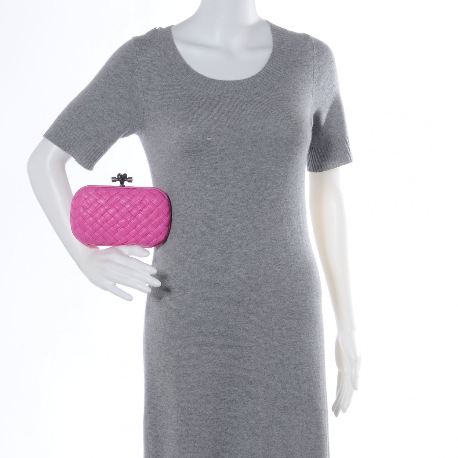Bottega Veneta Leather Knot Clutch Pink 2 of 7