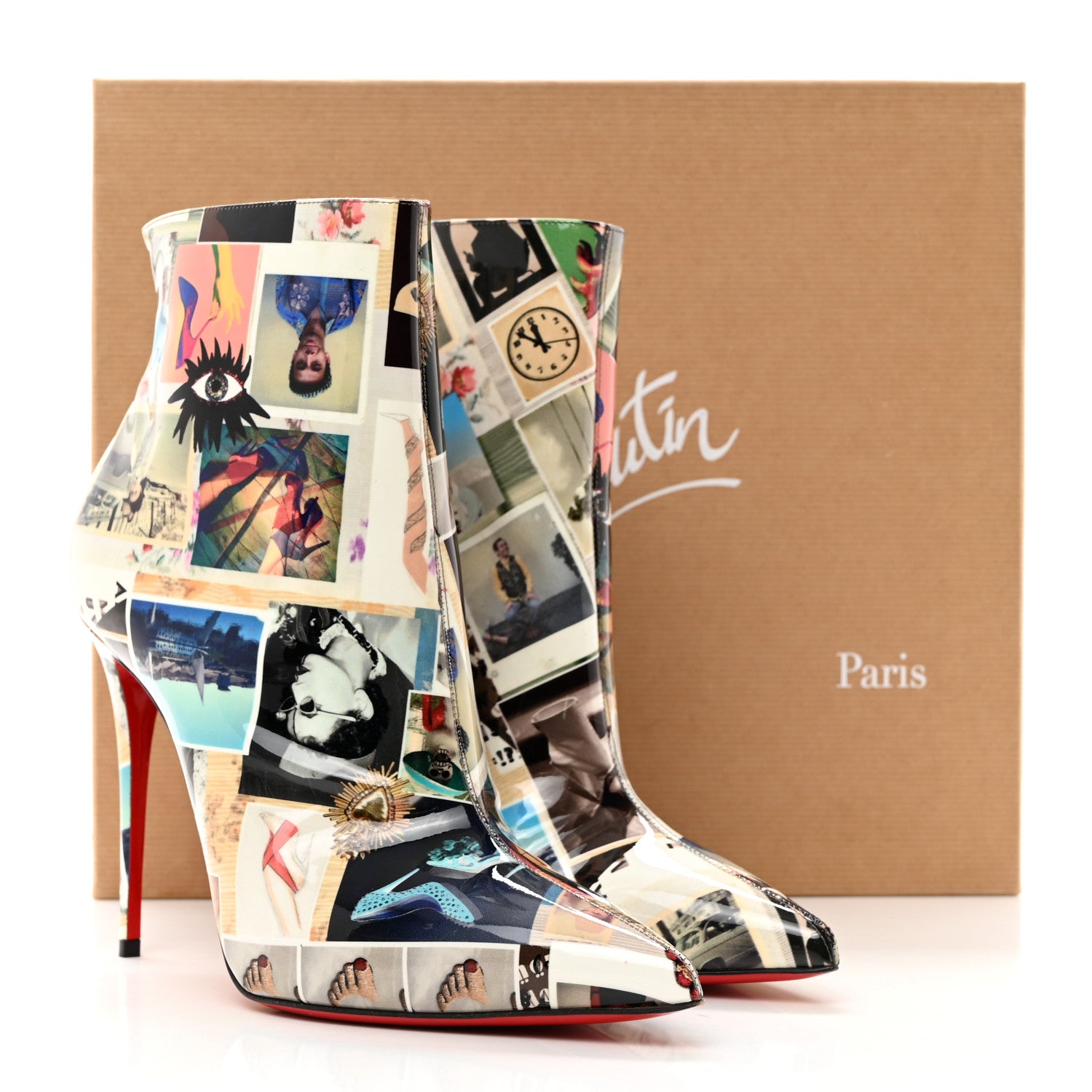 Christian Louboutin Patent Collage So Kate Booty 100 Ankle Boots 40 Multicolor 8 of 8