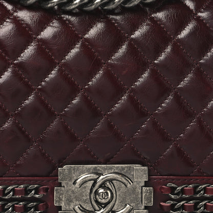 Chanel Glazed Calfskin Quilted Medium Boy Chained Flap Bordeaux 8 of 10