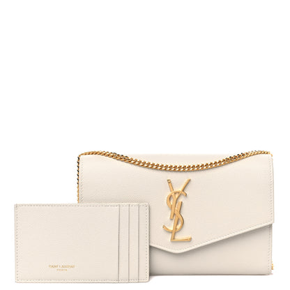 Saint Laurent Grain De Poudre Monogram Uptown Chain Wallet Crema Soft 1 of 11