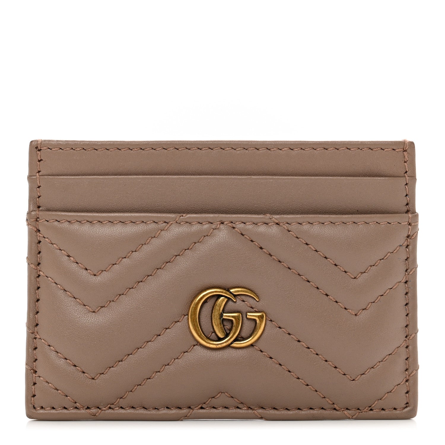 Gucci Calfskin Matelasse GG Marmont Card Holder Porcelain Rose 1 of 7