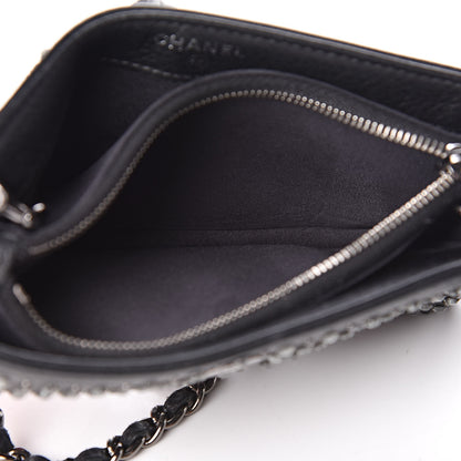 Chanel Calfskin Strass Studded Mini Phone Holder Clutch Black 6 of 14