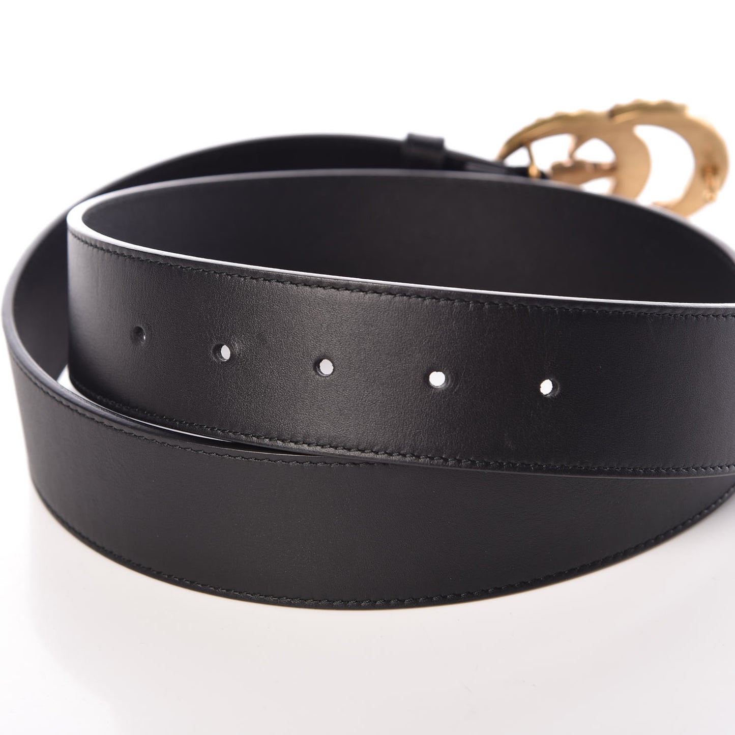 Moon Calfskin Pearl Double G 40mm Belt 95 38 Black Cream