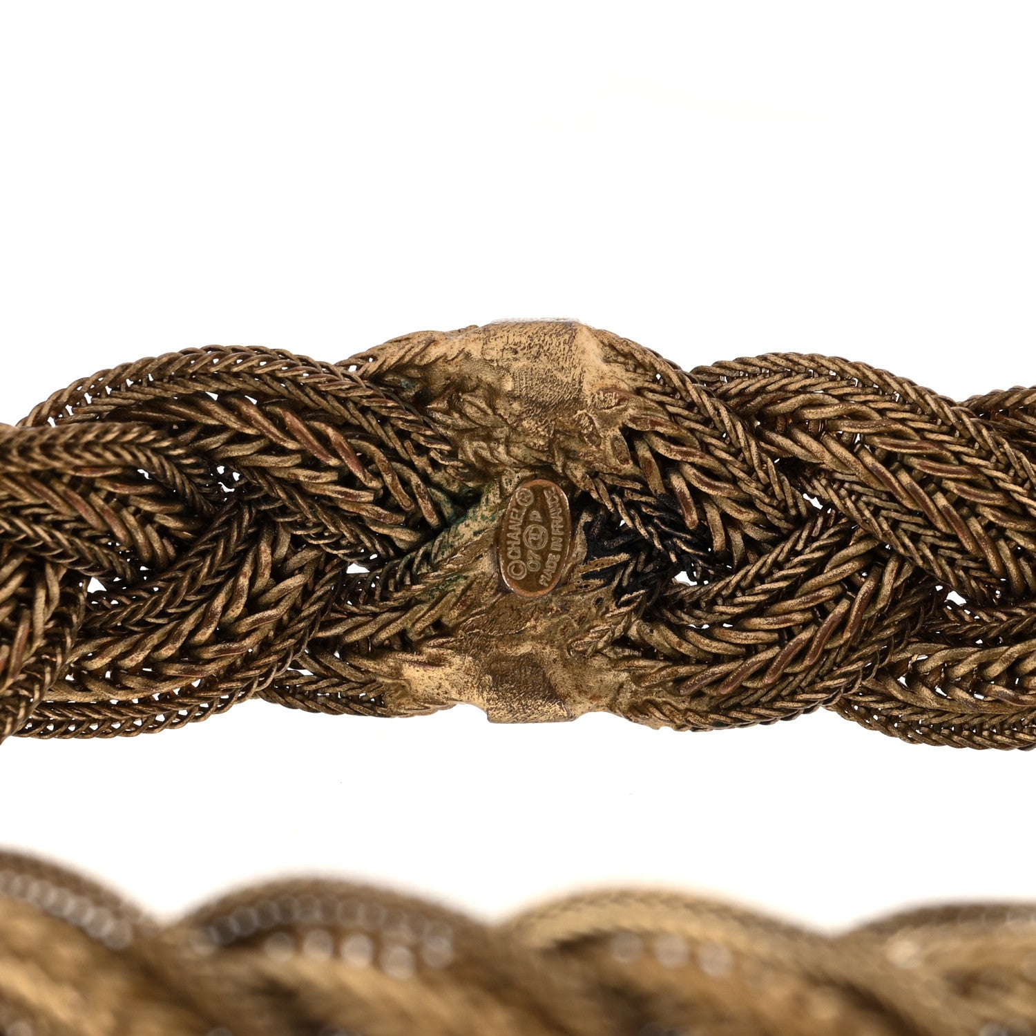 Chanel Metal Braided Chain Bracelet Gold 4 of 4