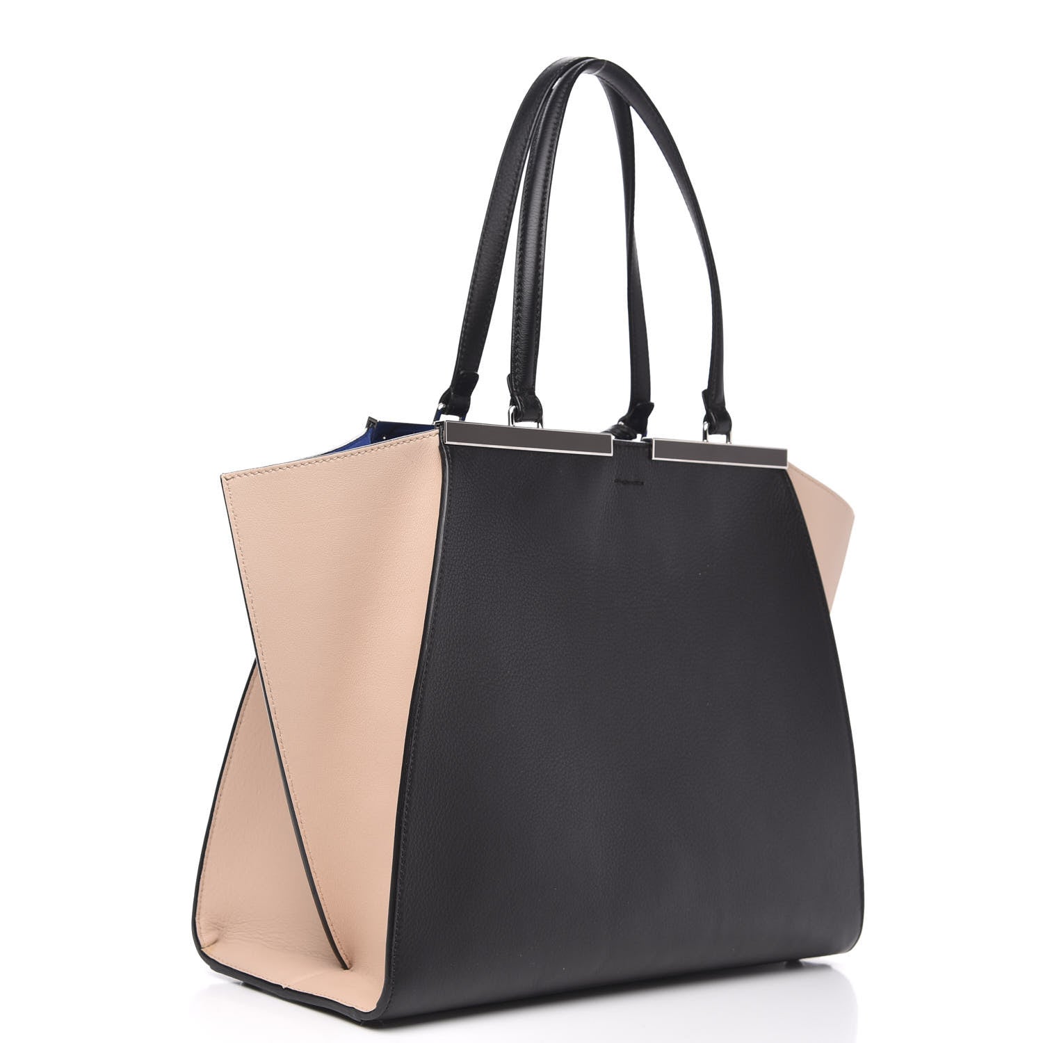 Fendi Vitello Dolce Bi-Color Large 3Jours Tote Black Plaster 4 of 10