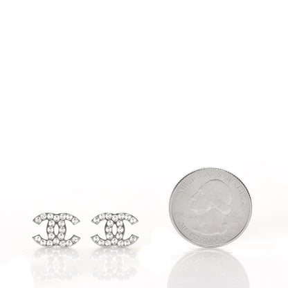 Chanel Crystal Timeless CC Earrings Silver 2 of 4