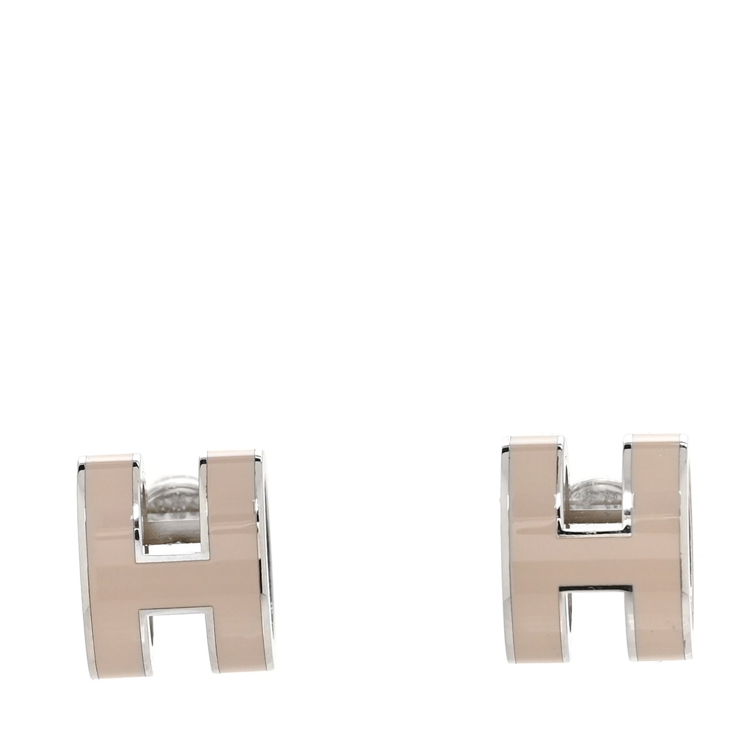 Palladium Lacquered Mini Pop H Earrings Marron Glace
