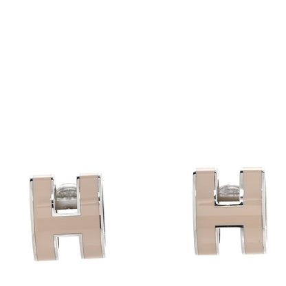 Hermes Palladium Lacquered Mini Pop H Earrings Marron Glace 1 of 5
