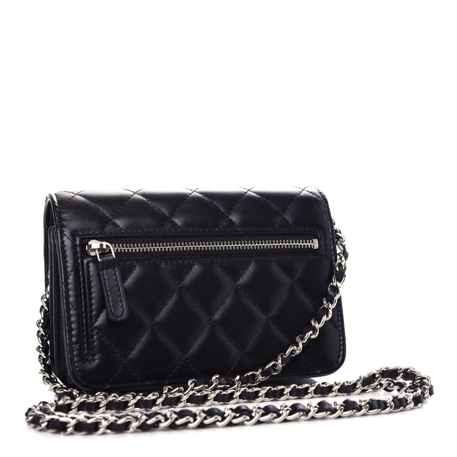 Chanel Lambskin Quilted Mini Wallet On Chain WOC Black 3 of 12