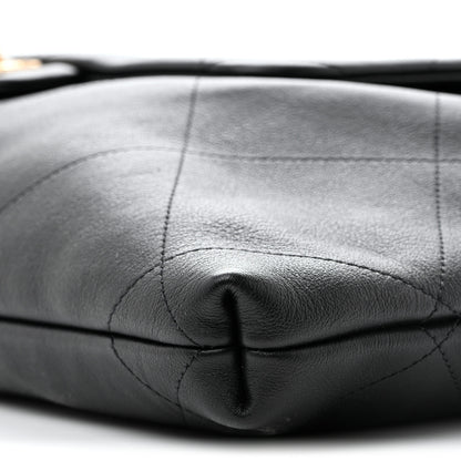Chanel Shiny Calfskin Quilted Maxi Chain Hobo Black 10 of 13