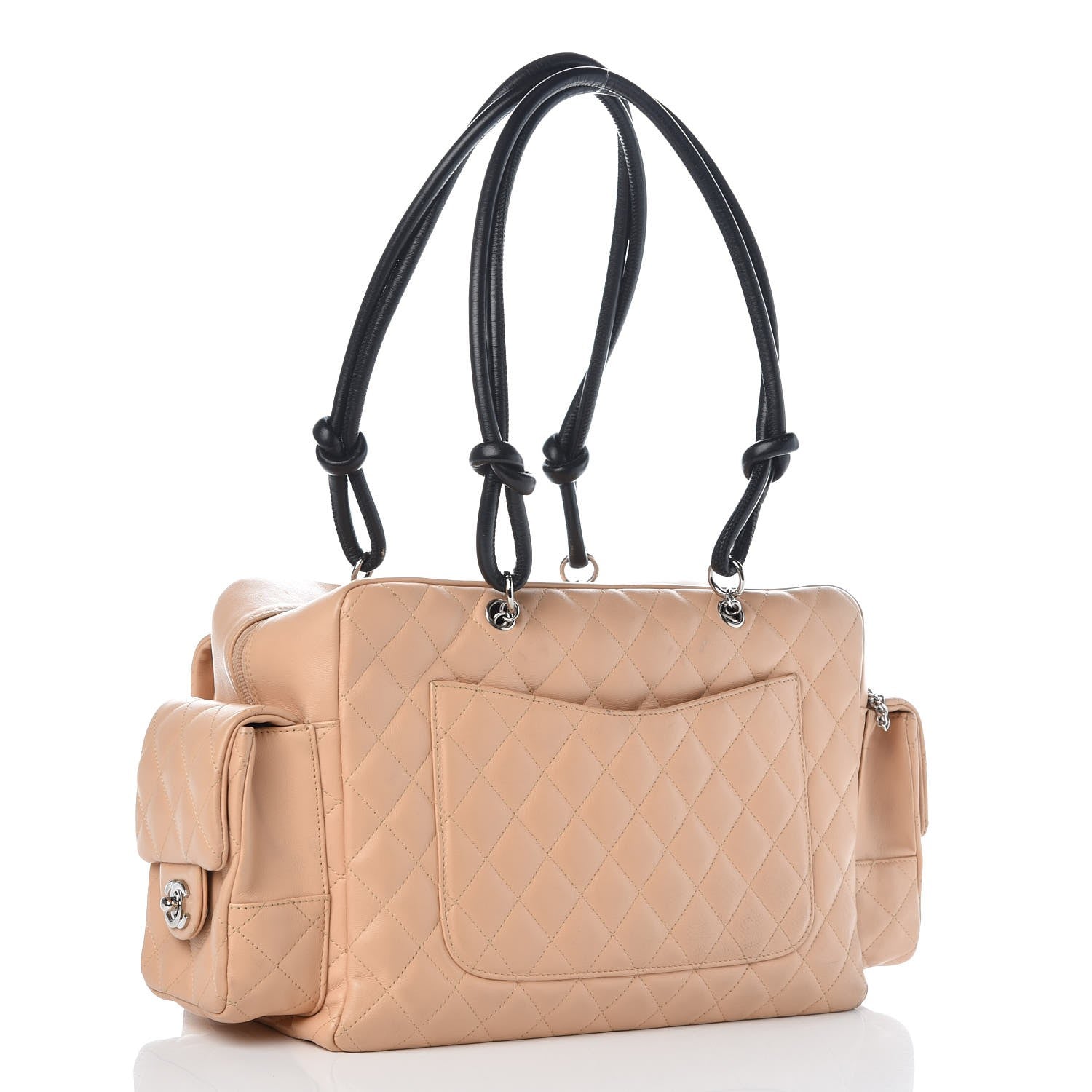 Chanel Calfskin Quilted Large Cambon Multipocket Reporter Beige Black 3 of 16